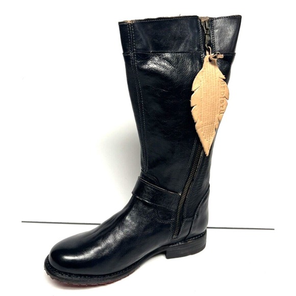 Bedstu Womens GoGo Lug Tall Boots Black Leather Size 36.5 US 6.5 Reboxed‎ - Picture 1 of 13